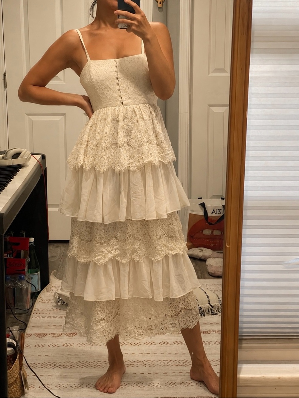 NWT Alice McCall Romantic Tiered Lace Midi Wedding Dress - Picture 2 of 4